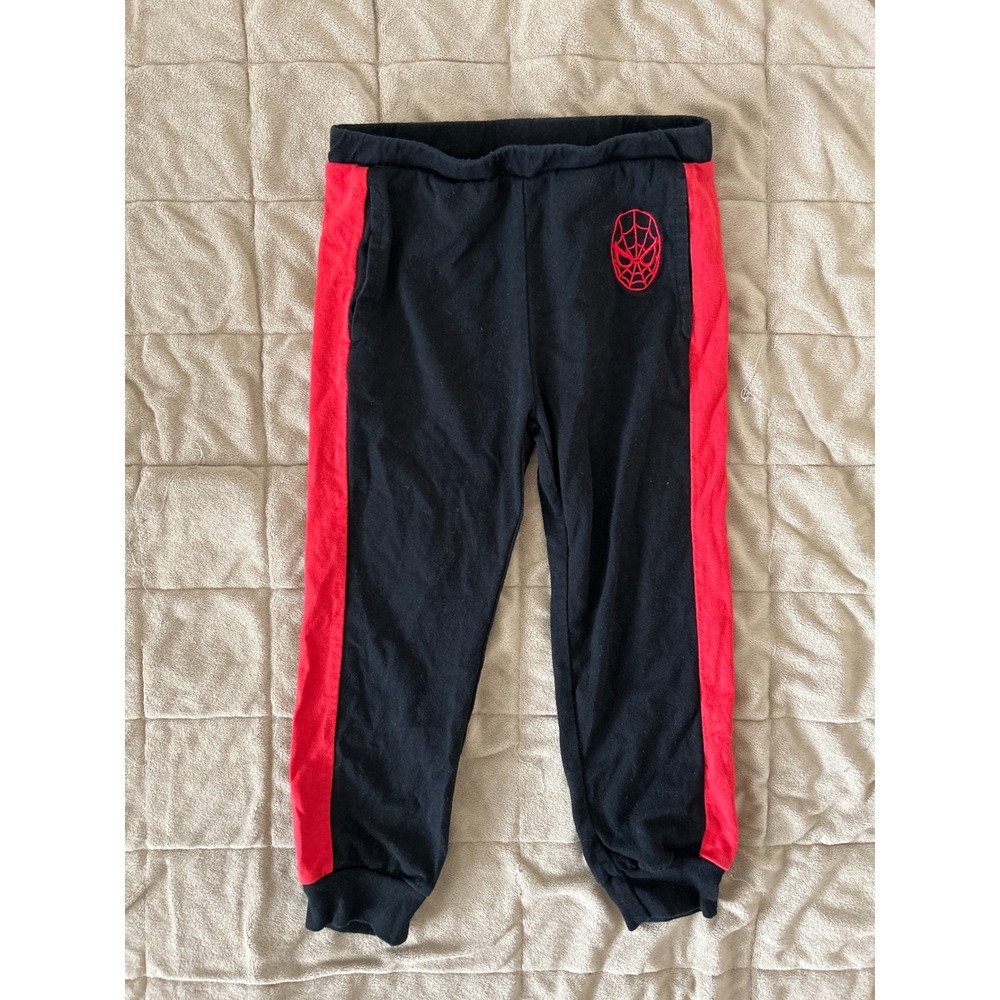 Marvel Spiderman Kids Black Red Jogger Pants Sweatpants Size 4T Embroidered